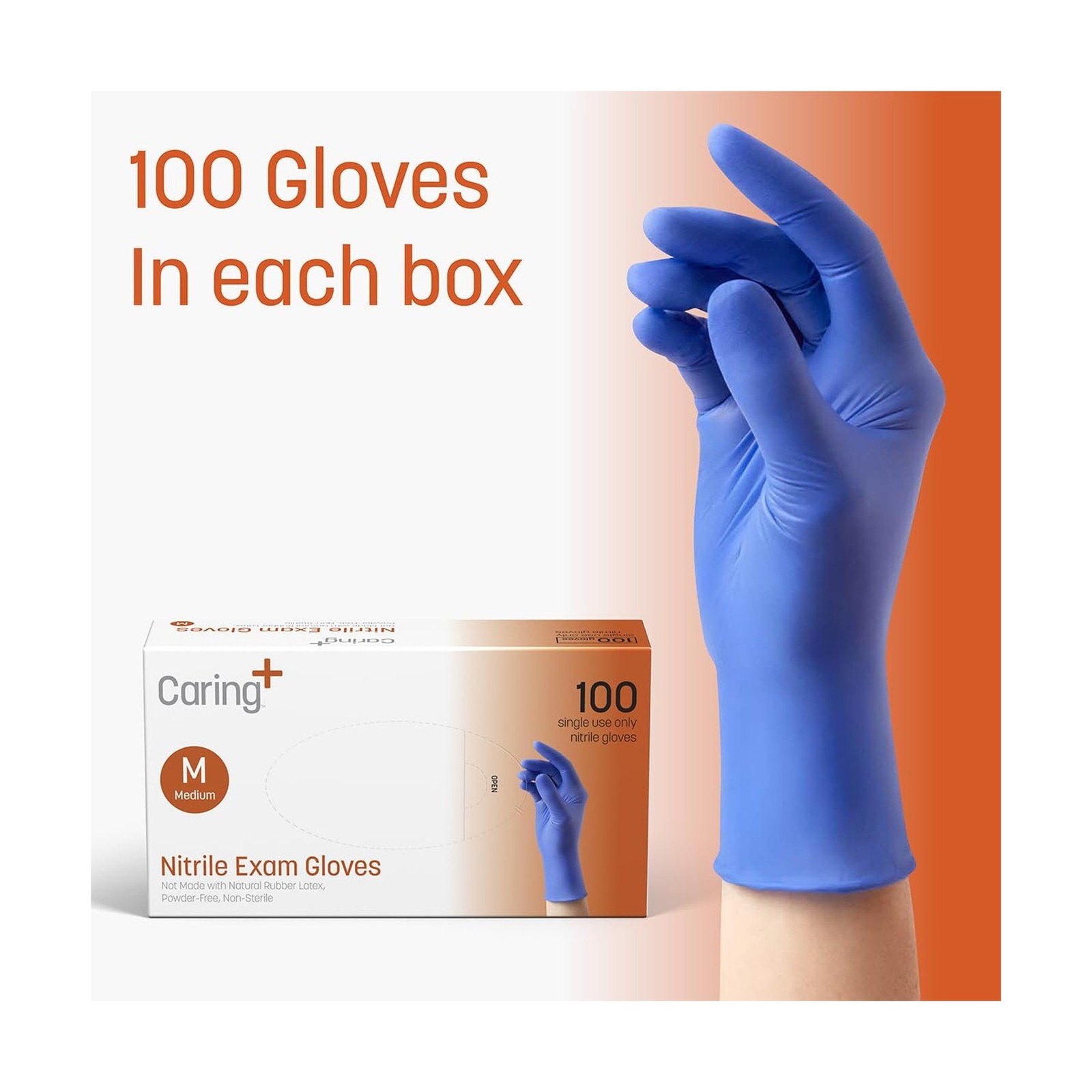 Caring Nitrile Exam Gloves, Blue, Powder-Free, Disposable Gloves for Medical …
