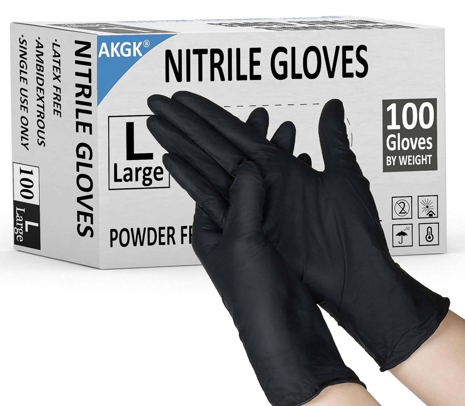 Nitrile Gloves, 100 Pcs Disposable Black Nitrile Gloves Large, Cleaning Gloves f