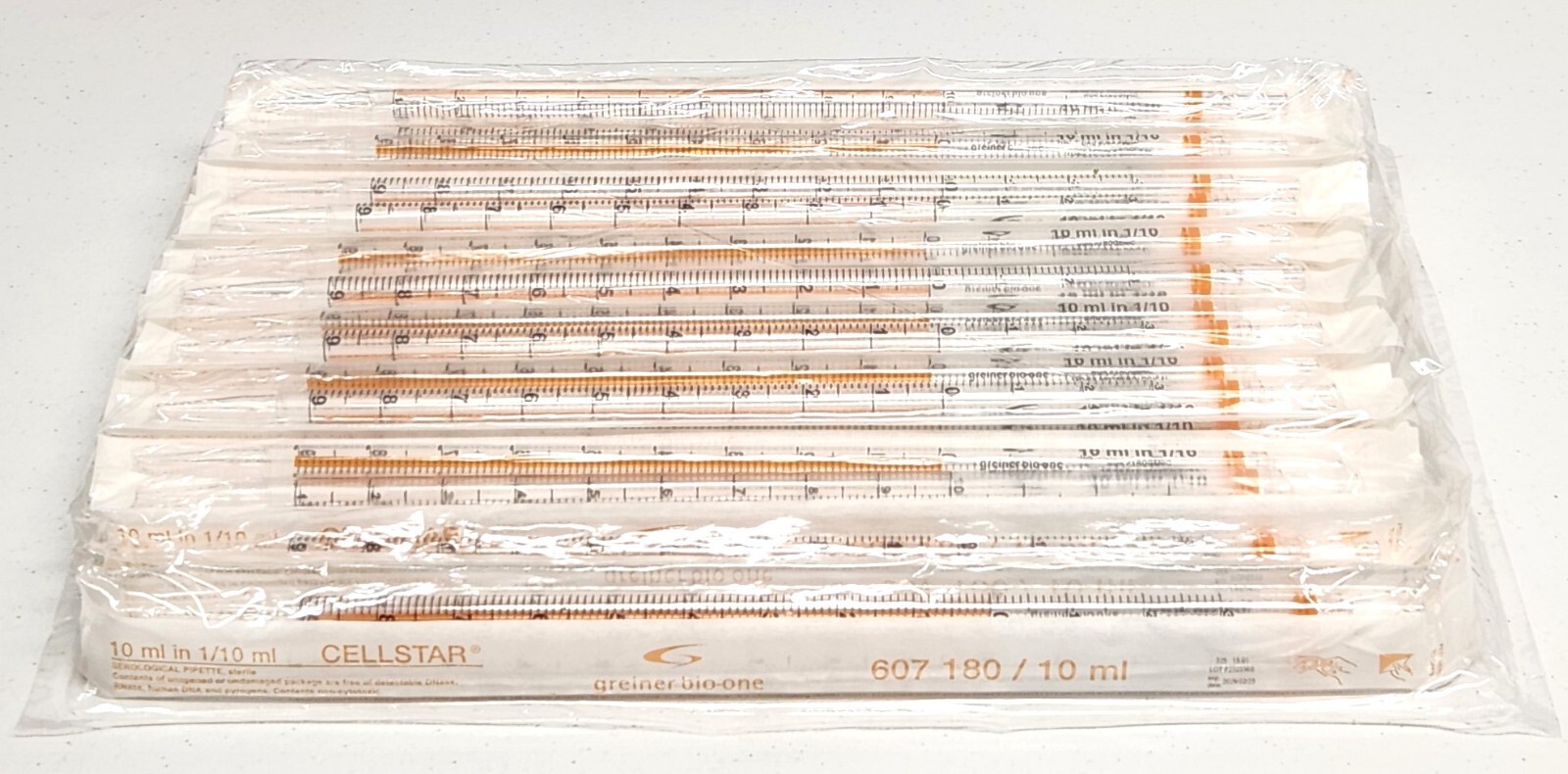 50-Pack Greiner 607180 10 ml Sterile Serological Pipettes – EXP 2028