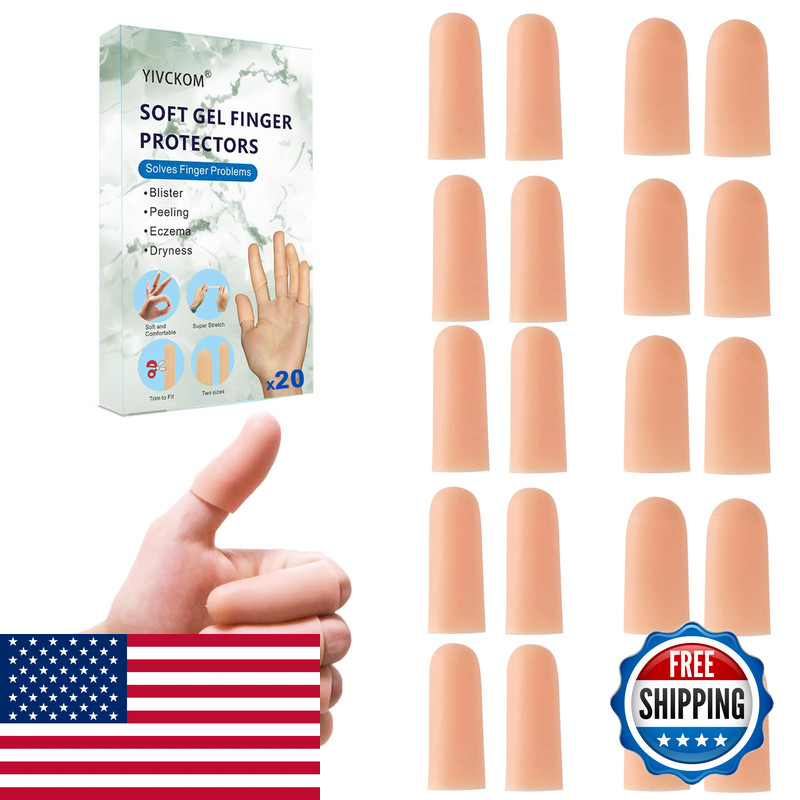 Yivckom Gel Finger Cots Silicone Finger Protectors Fingertip Bandages Band-Aids