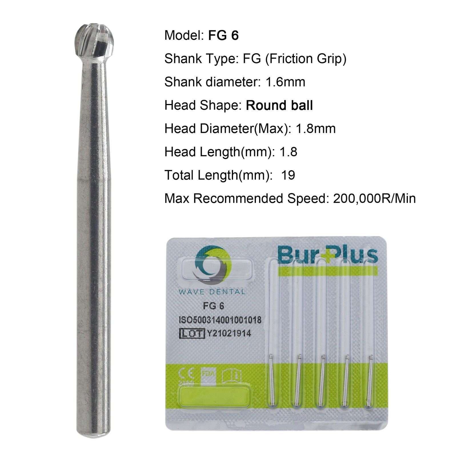 Dental Carbide Burs Diamond Burs Round FG 4 6 8 2 Friction Grip High Speed 801