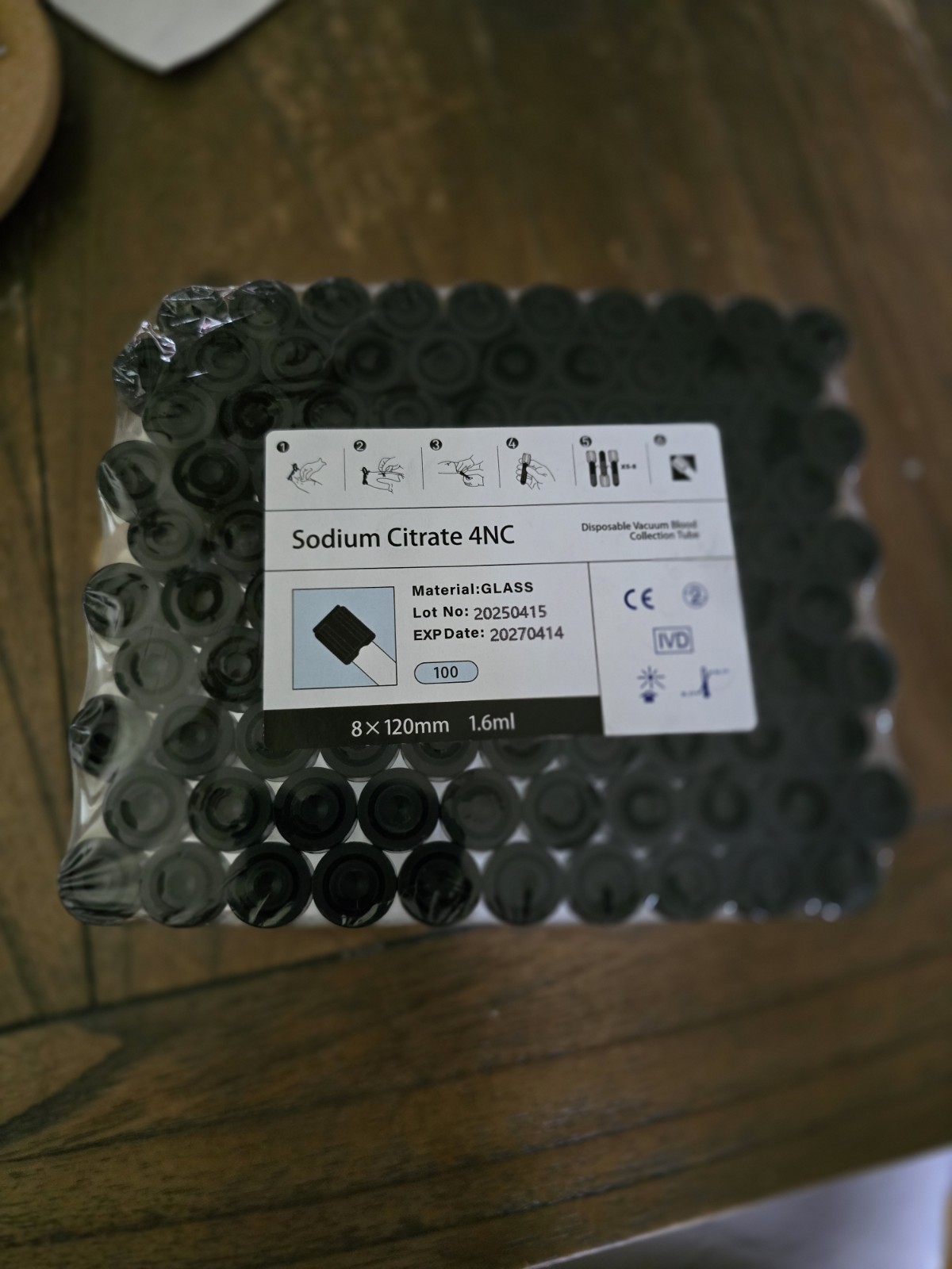 100 Ct Sodium Citrate 4NC Glass Vacuum Blood Collection Tube