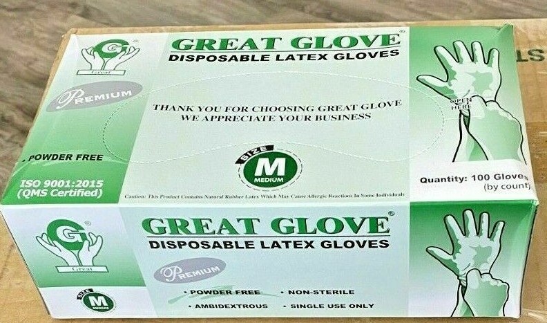 GREAT GLOVE Latex Powder-Free FIT (Polymer Coated) 100pcs per box-SIZE Medium