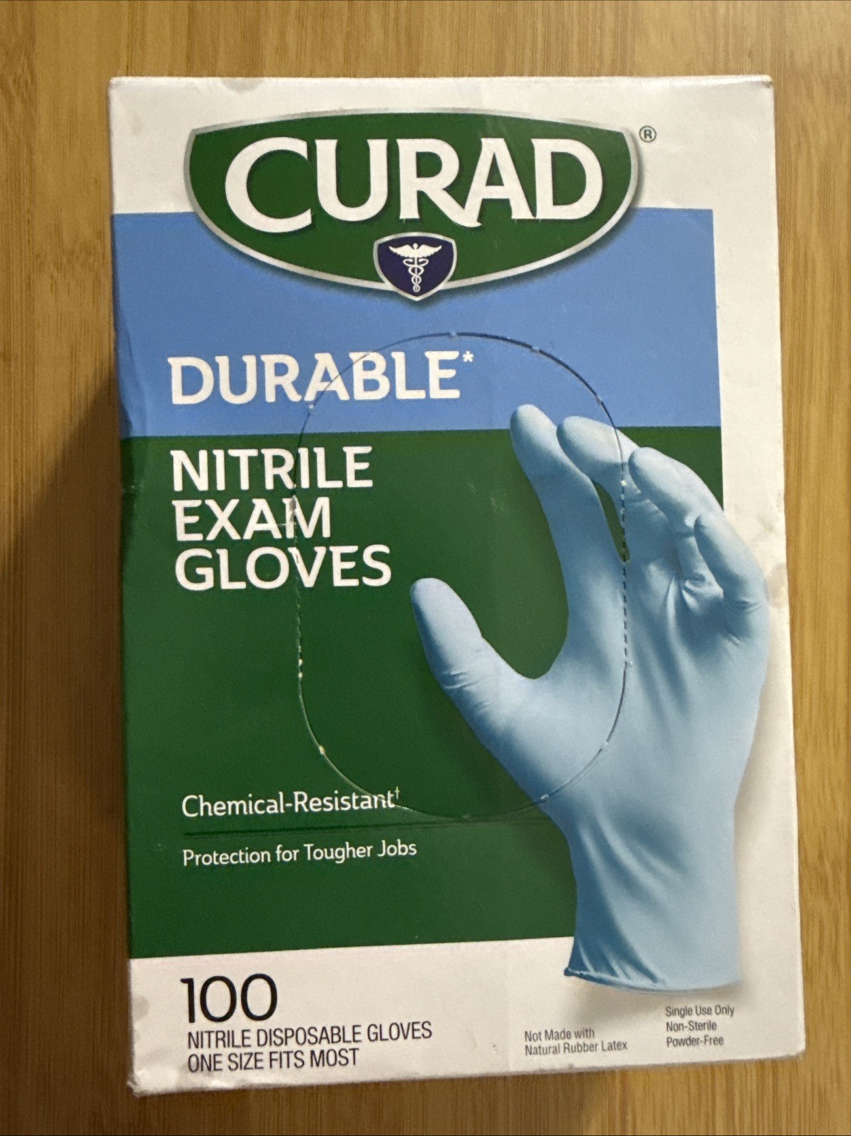 Curad Nitrile Exam Gloves, Durable, Powder Free, 1 Box (100 Count), Blue (6a)