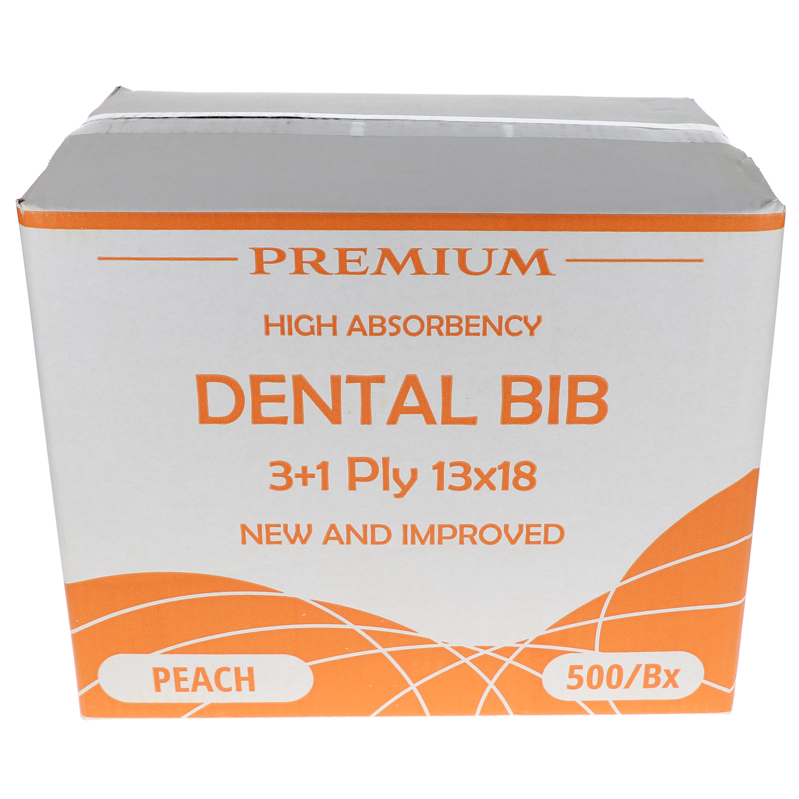 House Brand Dentistry 109237 HSB Dental Patient Bibs 3+1 Ply 13″X18″ Peach 500Pk