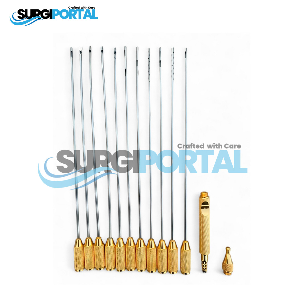 Liposution Cannula set of Plastic Surgery golden Color