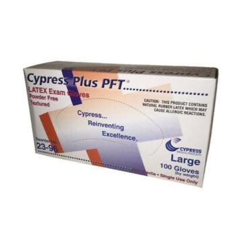 Cypress Plus PFT Latex Exam Gloves – Large – 100 ct.