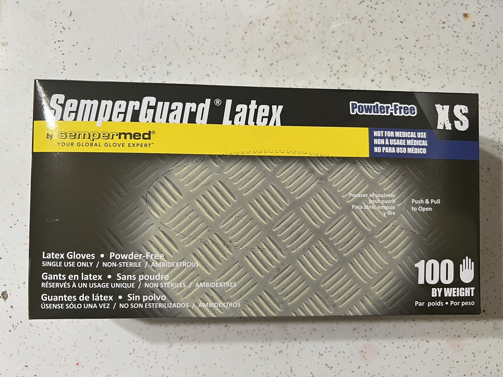 100 count SemperCare Latex Rubber Gloves : Extra Small Size.