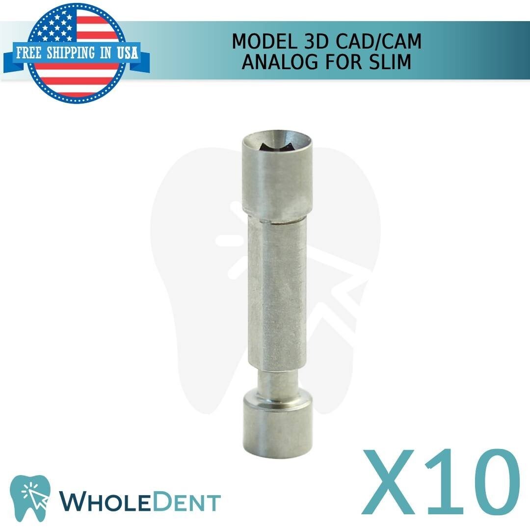 10x Dental Slim 3D Analog Int Hex Connection 2.0mm CAD/CAM Stainless Steel
