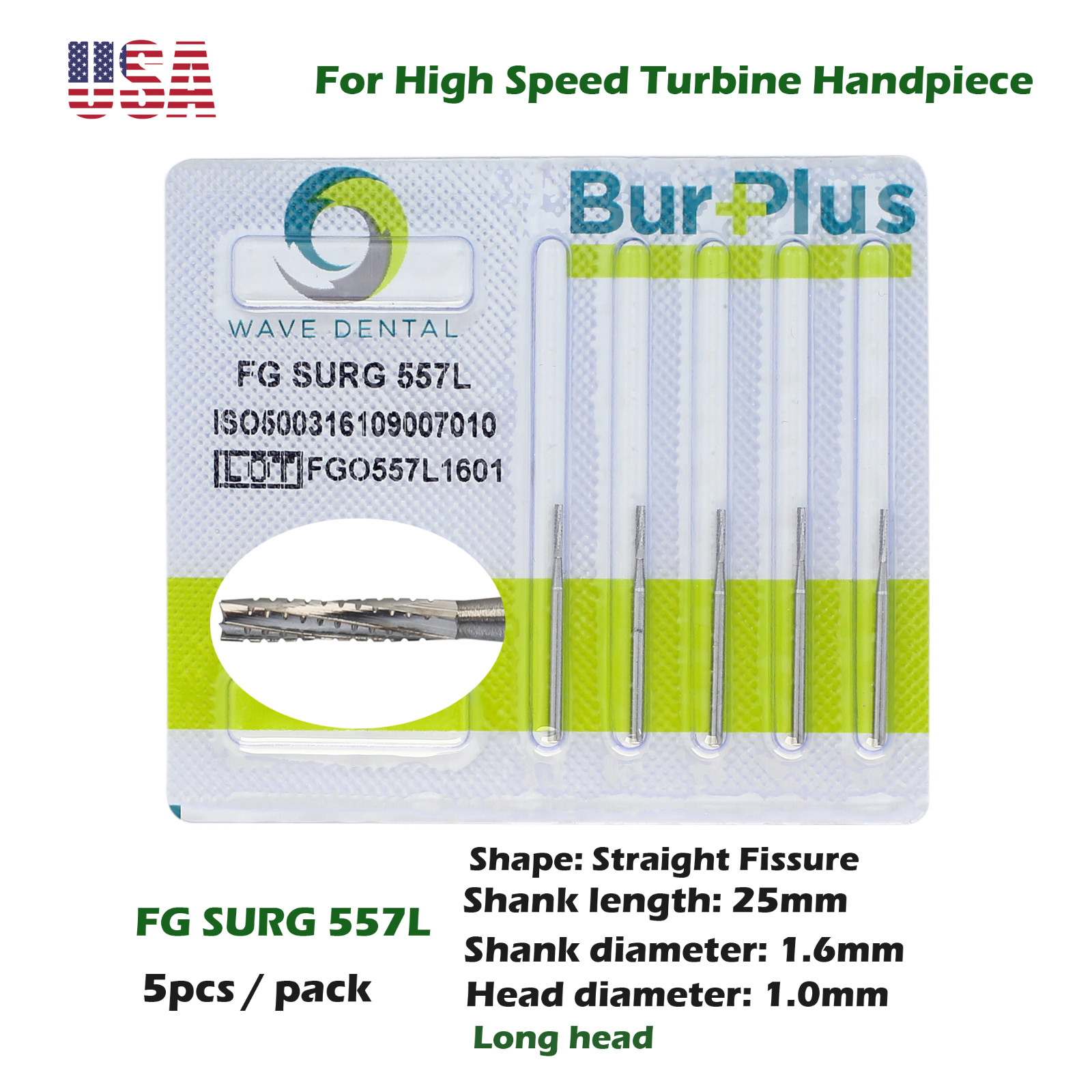Wave Dental Carbide Burs Surgical High Speed Long Shank FG SURG 557L 701L 702L