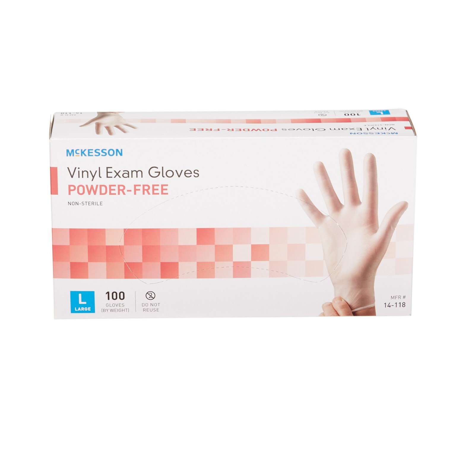 McKesson 14-118 Vinyl Exam Gloves, Non-Sterile, Powder-Free, Large 1000 Gloves