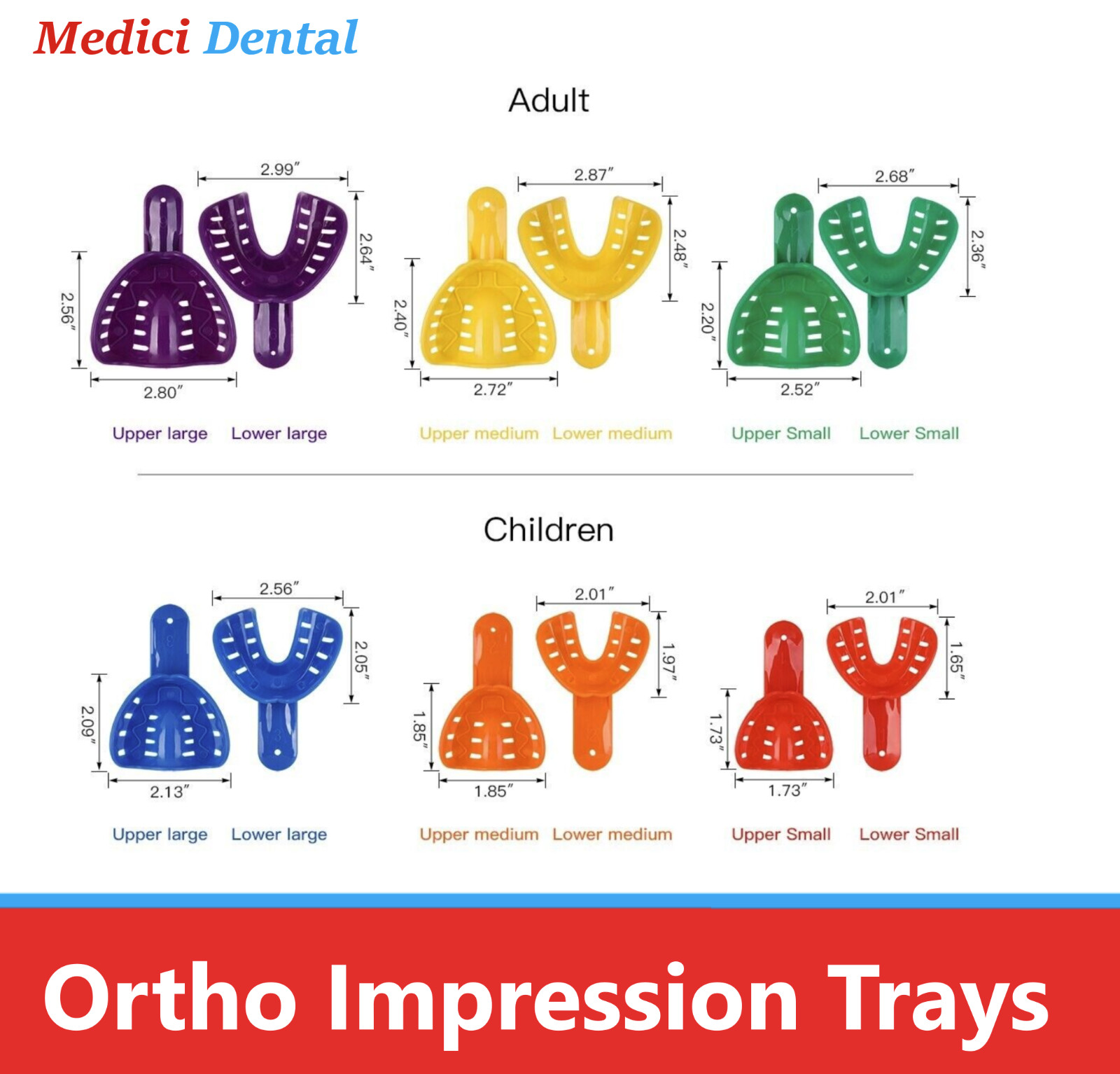 Dental Ortho Impression Trays Perforated Disposable For Child/Pedo Adult 12/bag