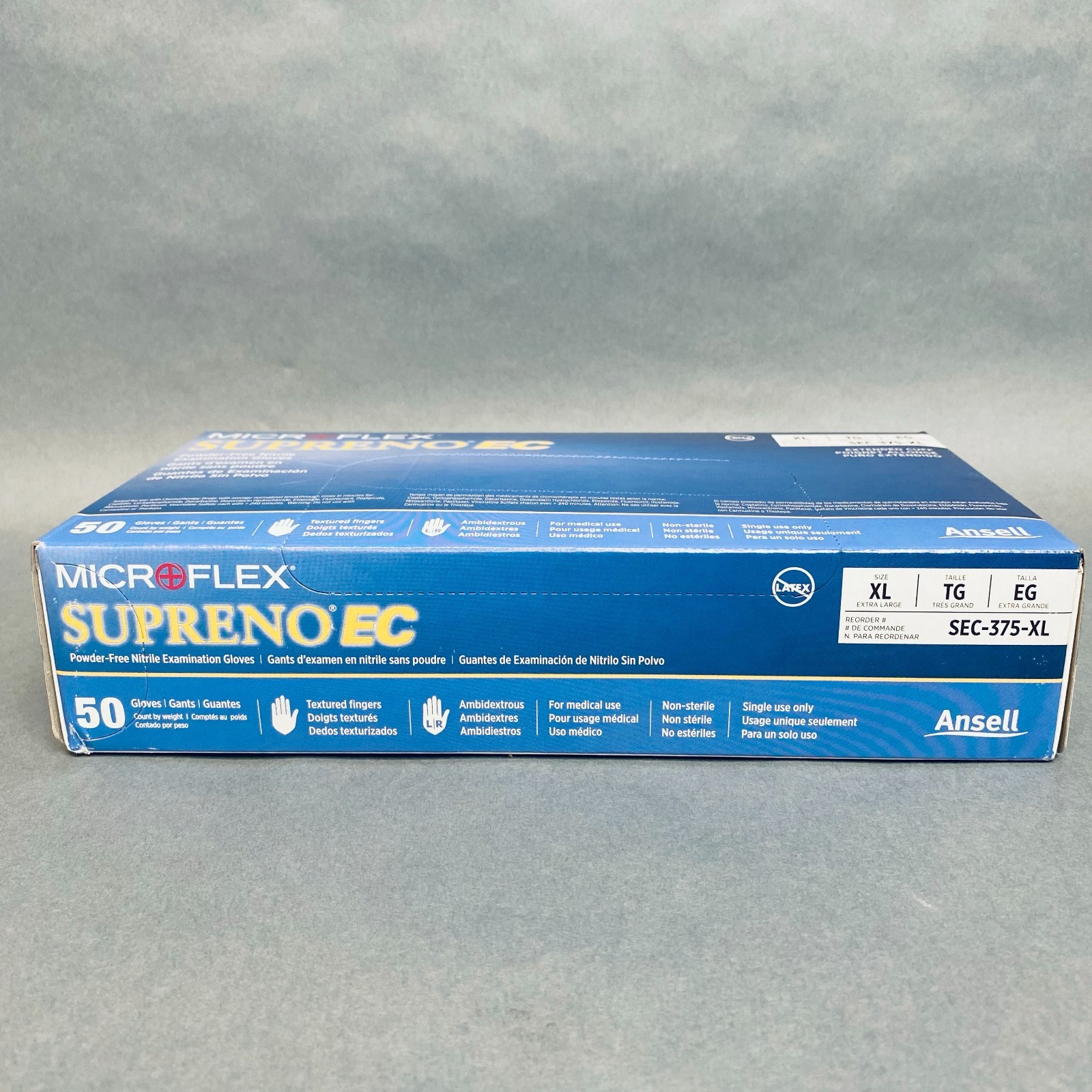 Ansell Microflex Nitrile Gloves XL Supreno EC Powder Free 10 Boxes of 50 Each