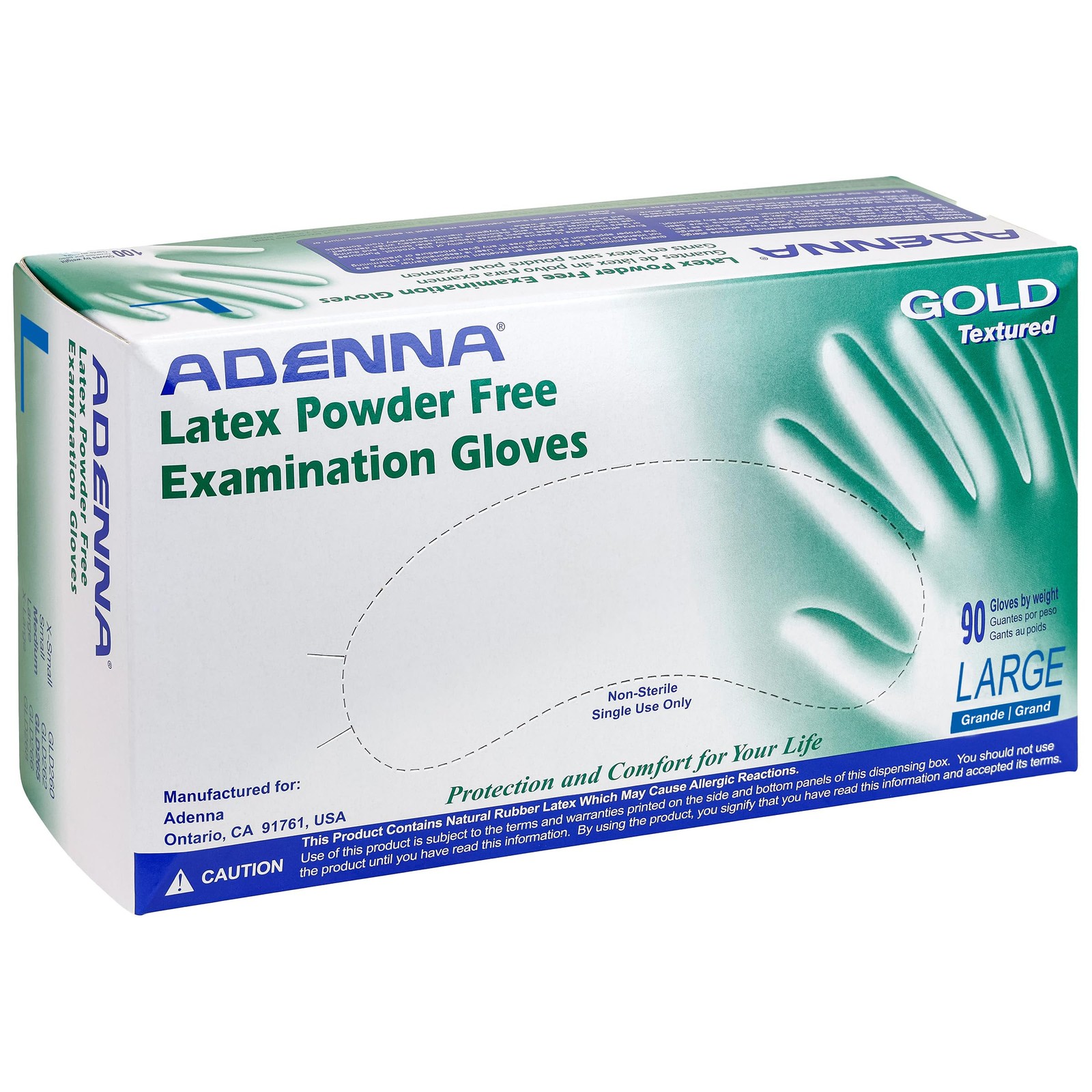 Adenna GOLD Disposable Latex Gloves – 6 Mil, Large (Pack of 100), White