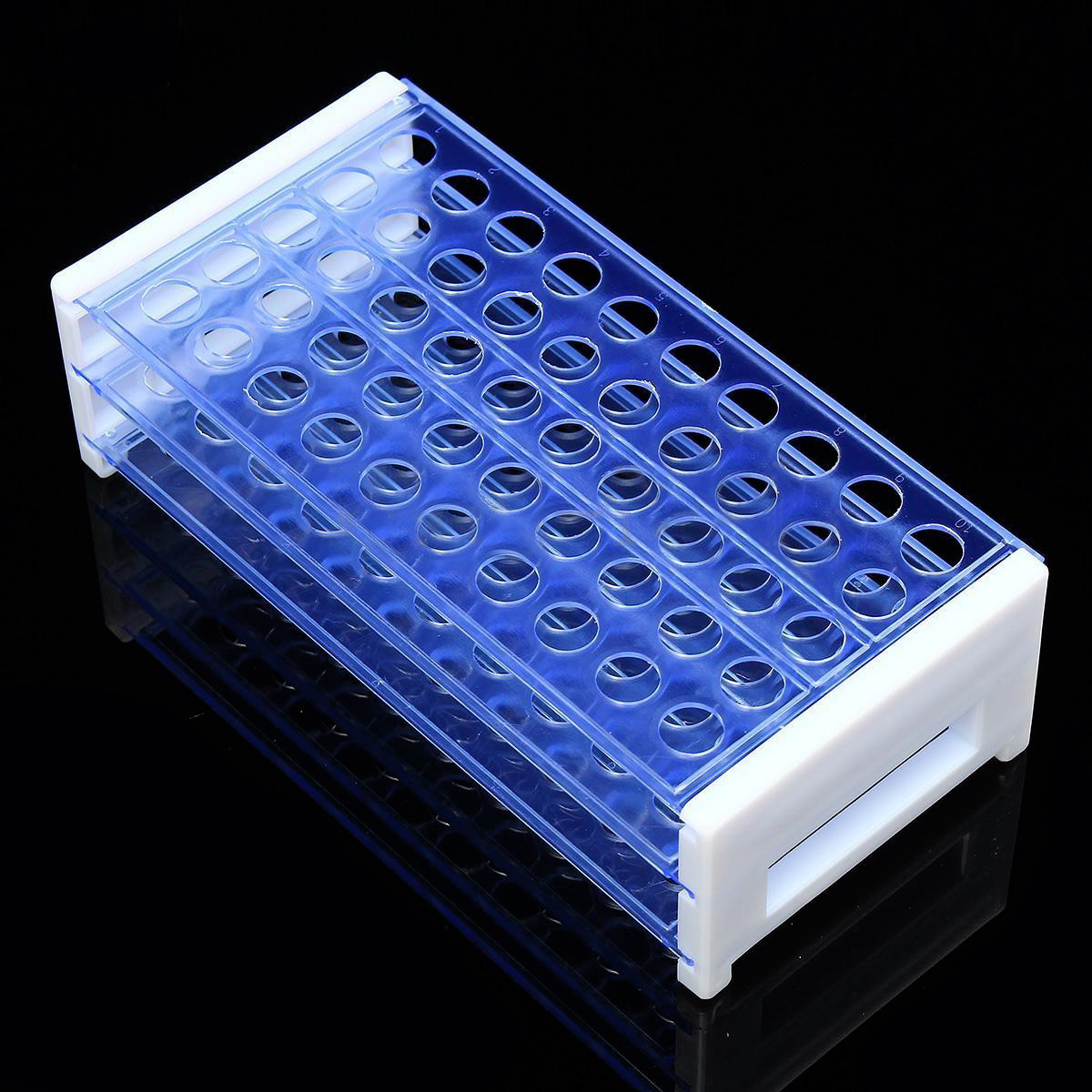 25/50pcs Plastic Test Tubes Vials with Caps & Pipe Rack Holder Stand 40/50 Holes