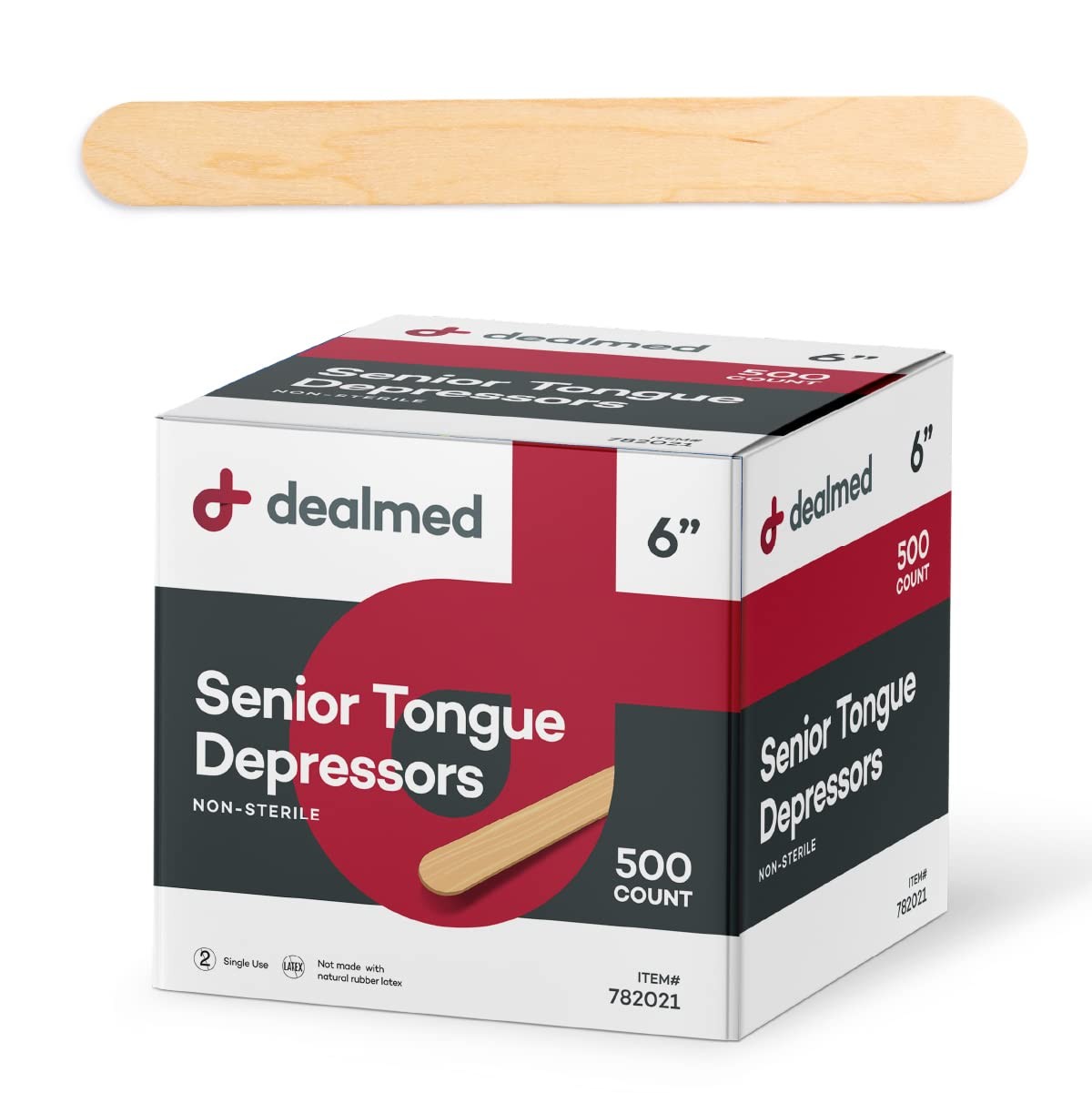 Dealmed 6” Senior Tongue Depressors – 500 Non-Sterile Wood Inch