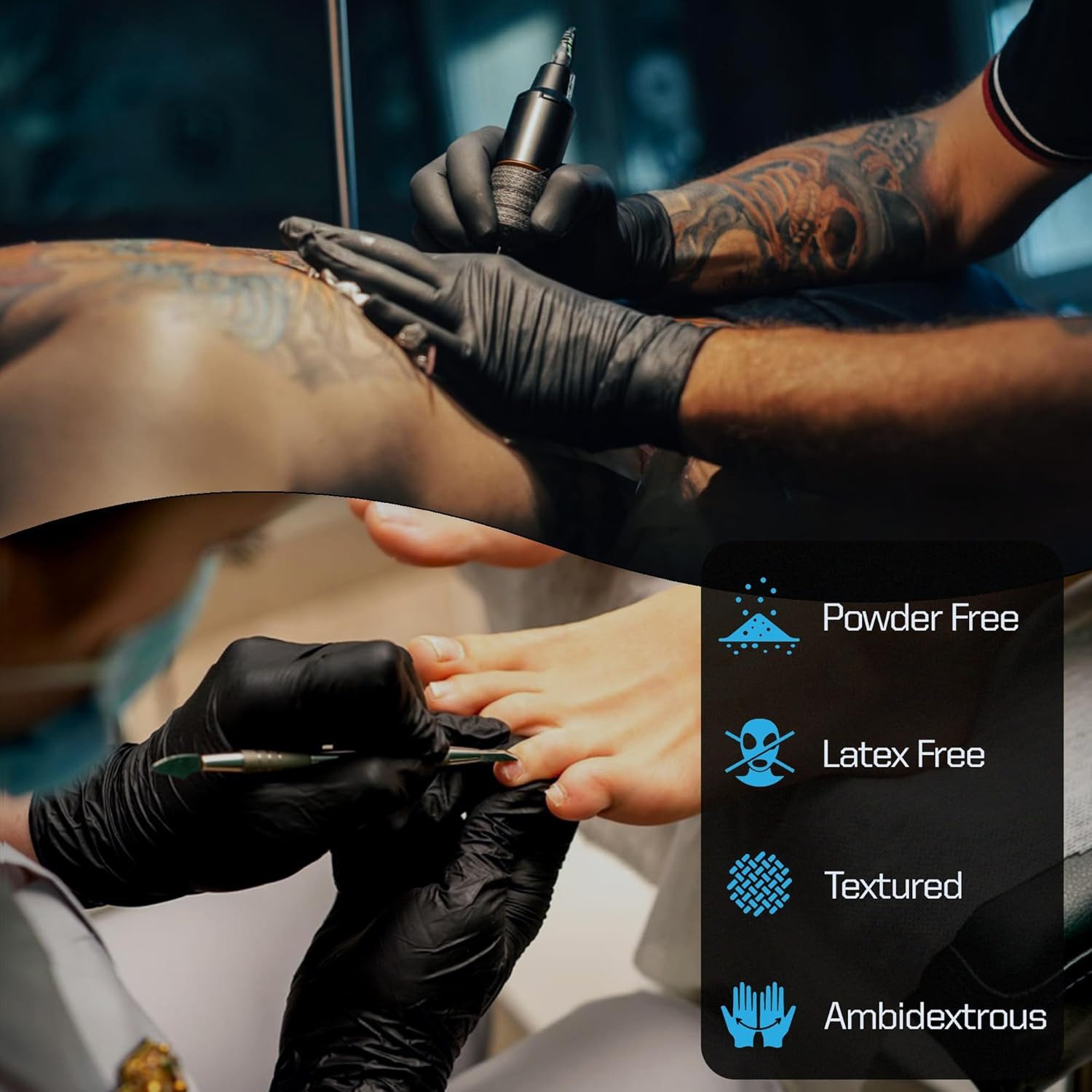 6Mil Black Nitrile Disposable Medical Exam Gloves – Heavy Duty 1000 PCS Gloves P
