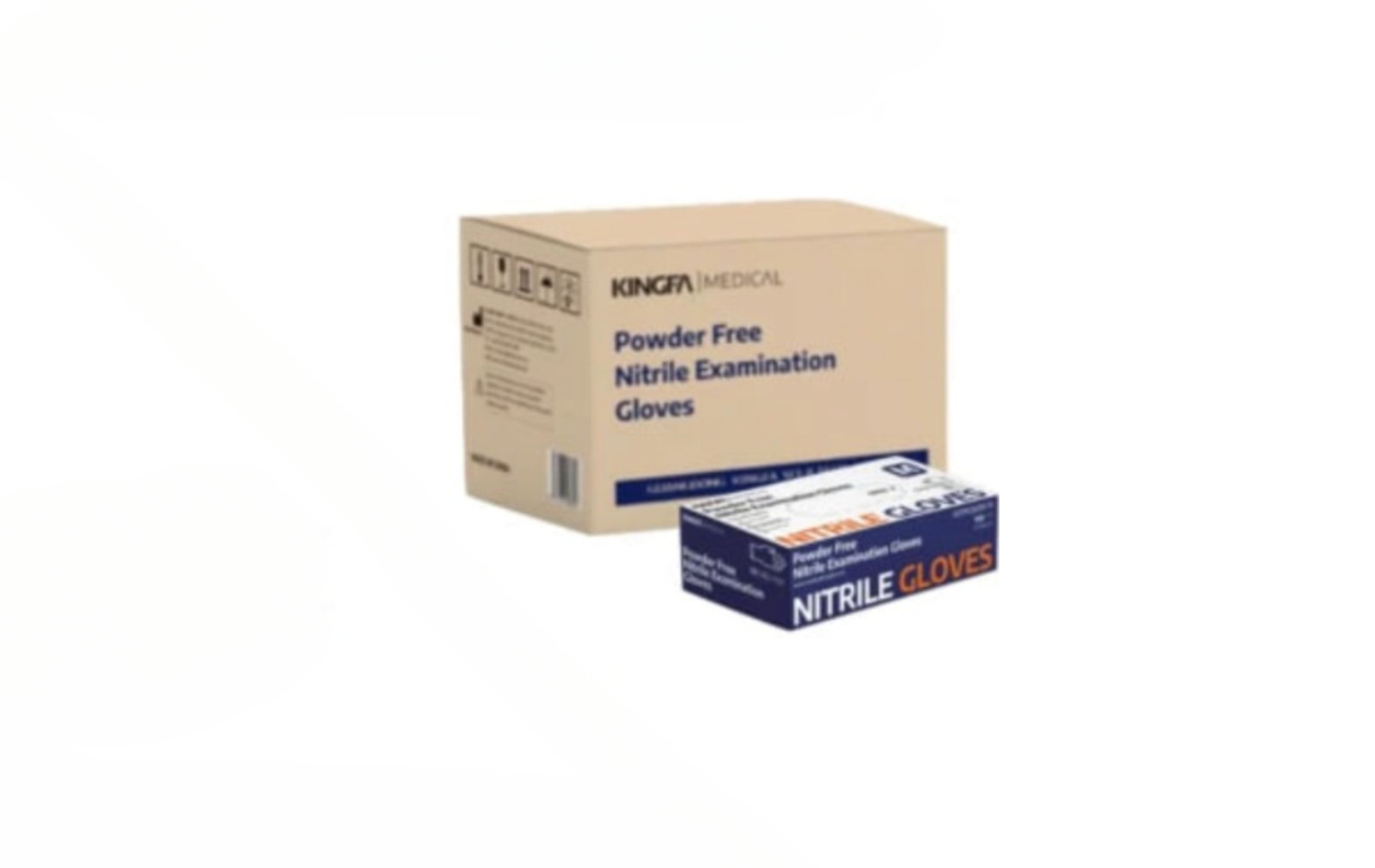 Kingfa Blue Nitrile Medical Gloves Powder & Latex Free Disposable 3mil Sz Lagre