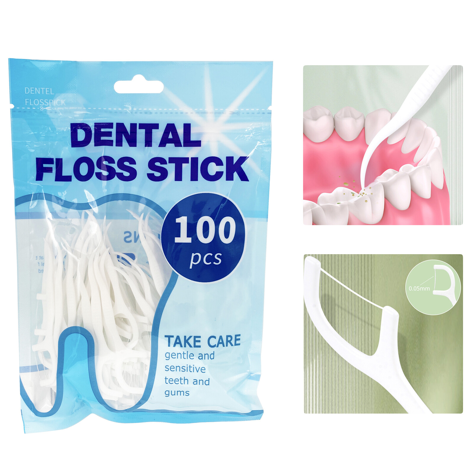 100pcs Dental Floss Flosser Picks Toothpicks Teeth Stick Tooth Cleaning Care