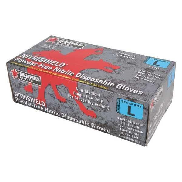 Mcr Safety 6015Xl Disposable Nitrile Gloves, Food Grade, Palm Thickness 4 Mil,