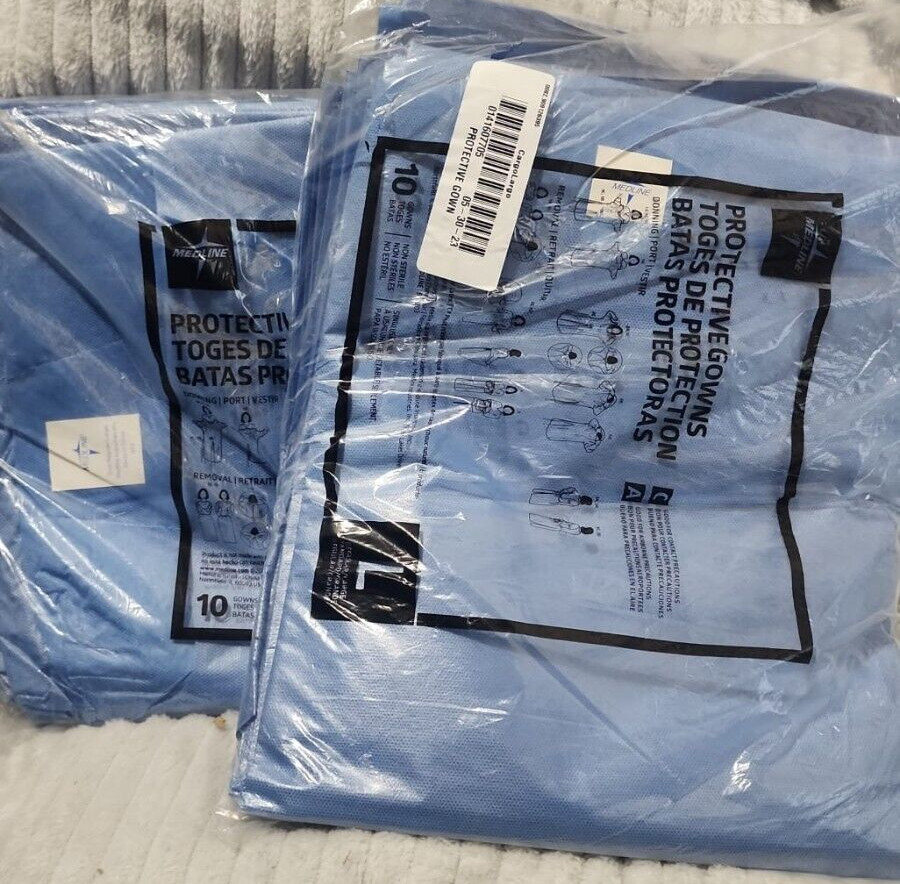 New Sealed Medline blue Isolation Gowns Single use only ~ Large