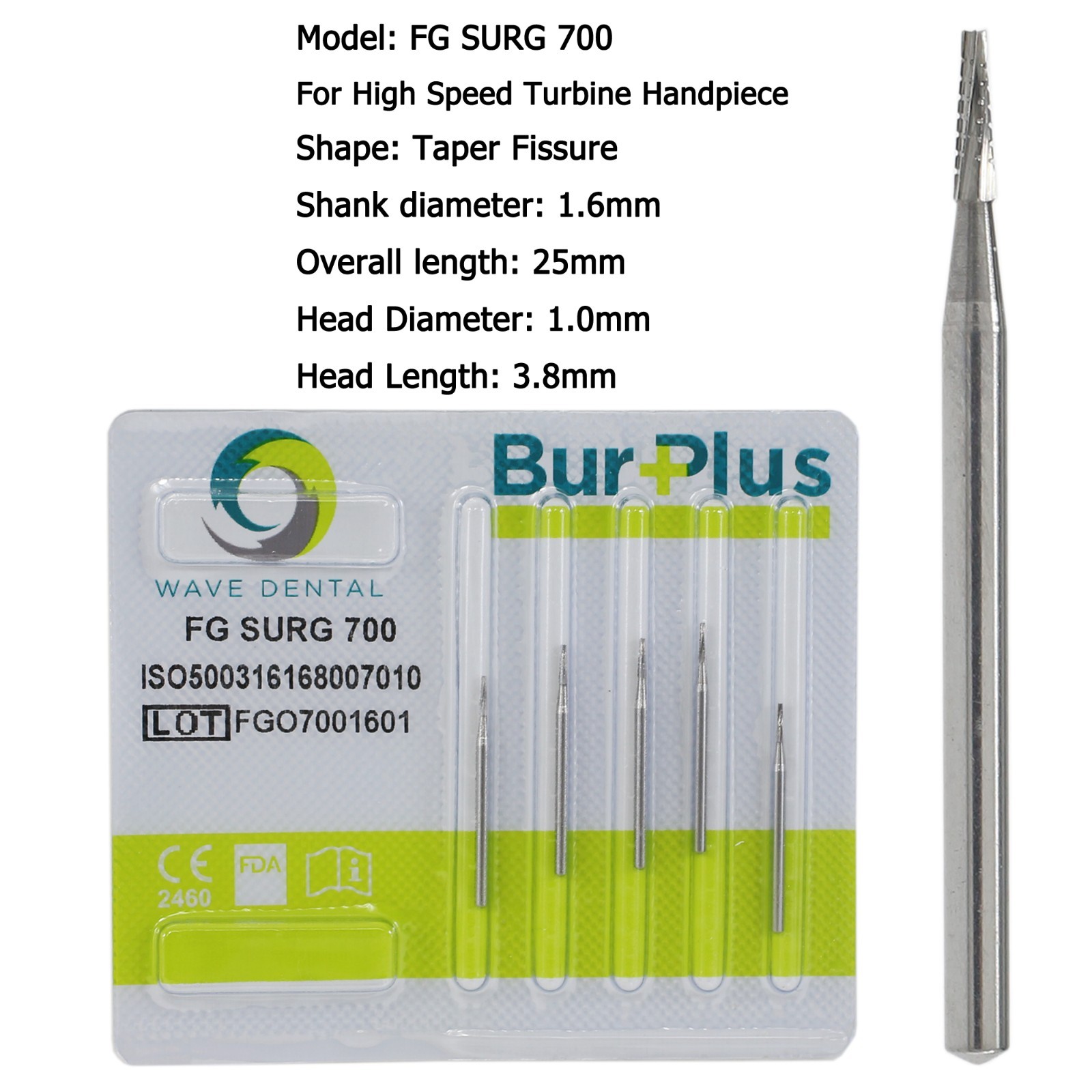 Wave Dental Surgical Carbide Burs 557 557L 702 701 Long High Speed Friction Grip
