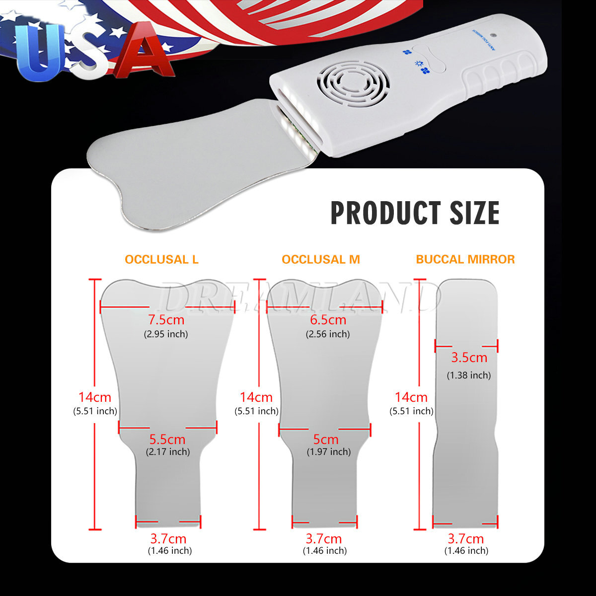Dental Occlusal 3 Mirrors Mirror Fog Free LED Intra Oral Photo System