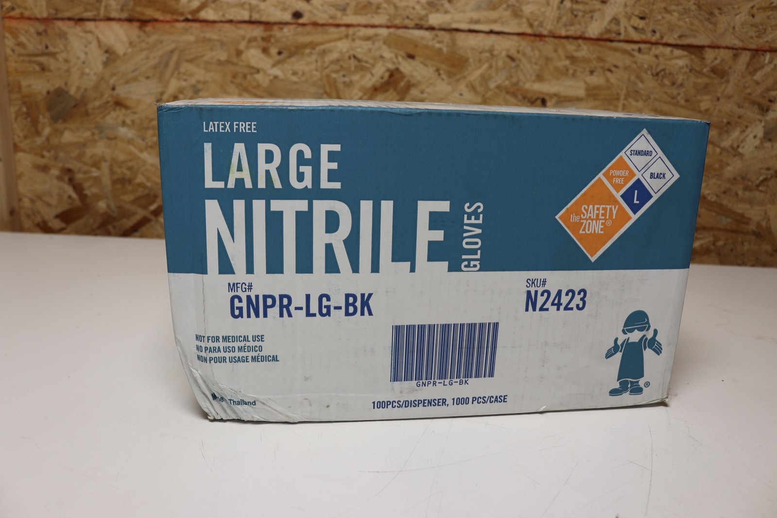 Case of 1000 Nitrile Disposable Gloves Textured, Powder-Free, Large, Black
