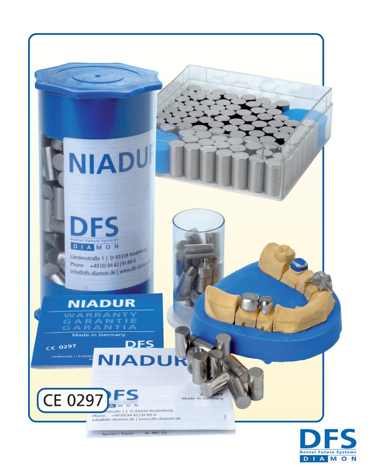 Dental lab Non precious casting alloy nickel chrome metal ceramic 1000 g NIADUR
