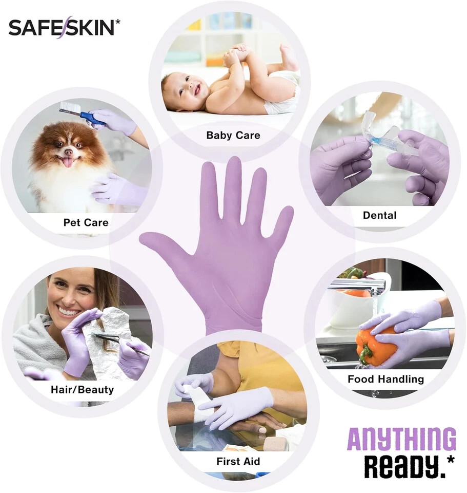 SAFESKIN Nitrile Disposable Gloves Pack of 50, Light Duty, Small