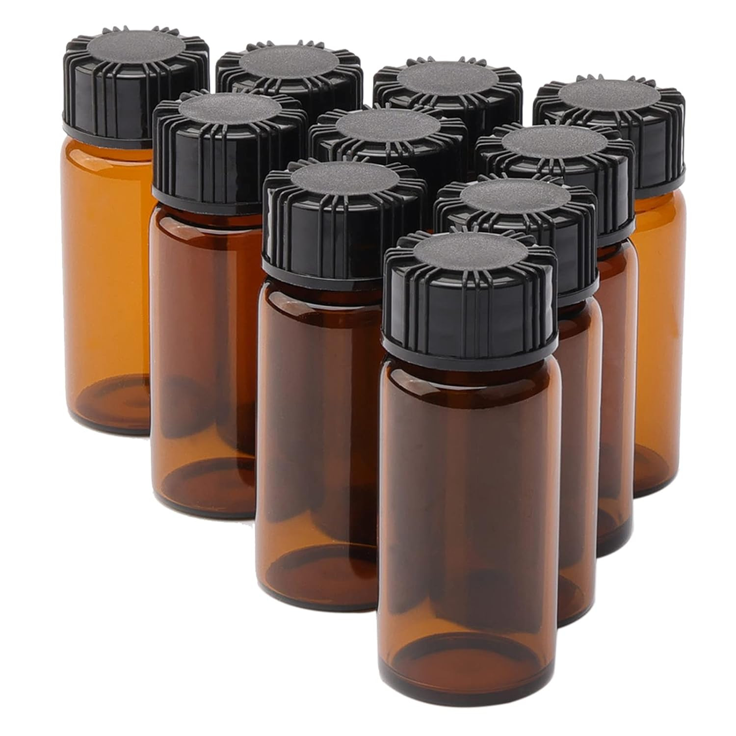 10 Pack 10ml Amber Glass Vials with Screw Caps, Small Sample Bottles for Essenti