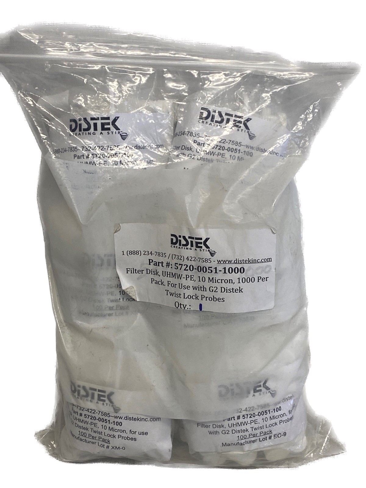 (1000) DISTEK 10um UHMW-PE Filter Disks for G2 Twist Lock Probe 5720-0051-1000