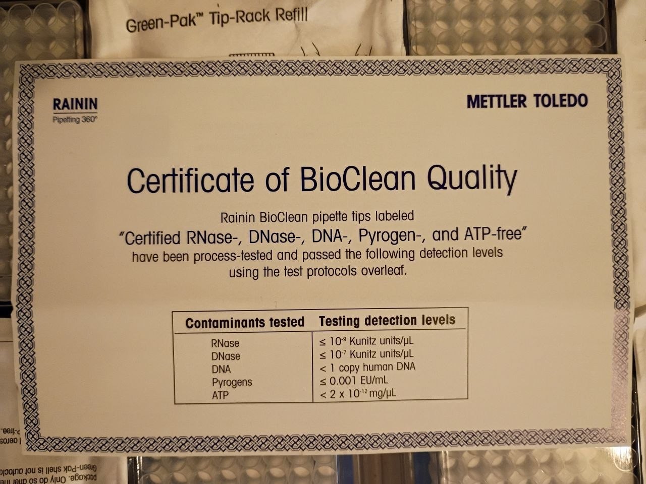 Rainin GP-L1000F BioClean LTS 1000uL Filter Pipette Tips Green-Pak Refill 768