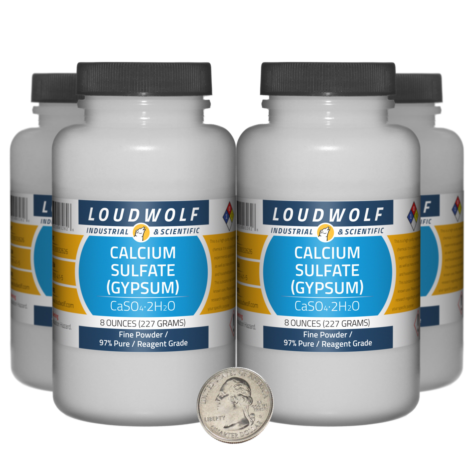 Gypsum / 2 Pounds / 4 Bottles / 97% Pure Reagent Grade / Fine Powder / USA