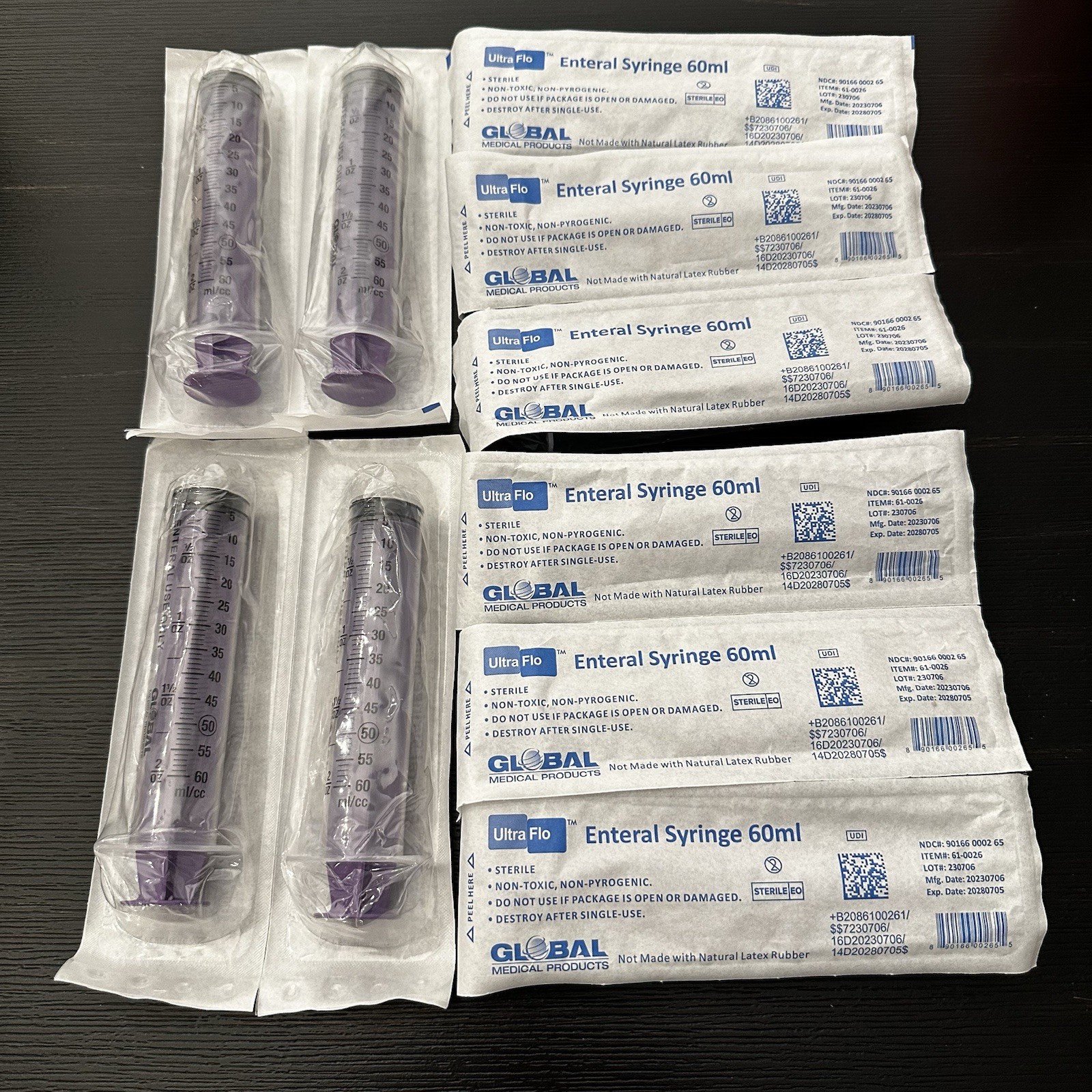 Global Medical Products UltraFlo 60cc Syringe Lot Of 10 Sealed Exp. 2028