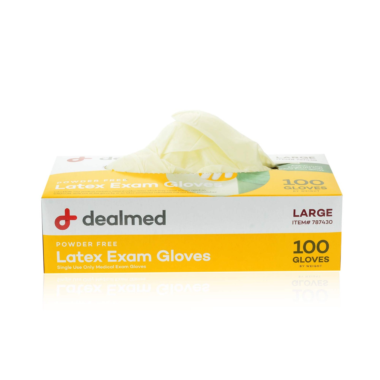 Dealmed Latex Exam Gloves, Powder Free, Cream, Large, 100 Count (Pack of 10)