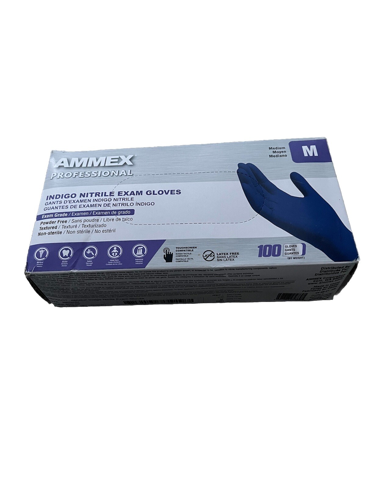 AMMEX ABNPF44100BX Medical Black Nitrile Gloves, Medium – 100 Count