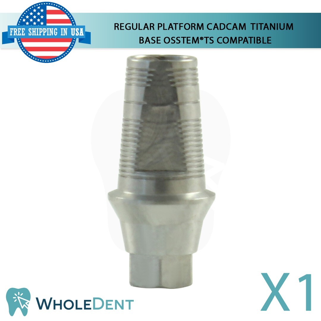1X Regular CAD/CAM Titanium Base Dental Osstem® TS Hiossen® ET Compatible Hex