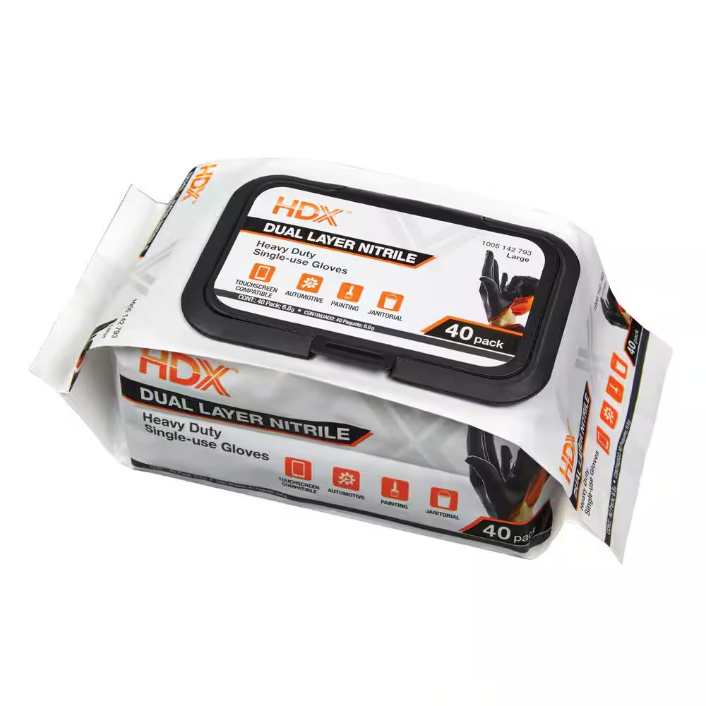NEW Heavy Duty Dual Layer Nitrile Gloves 40-COUNT POP-N-GO Great for Cleaning