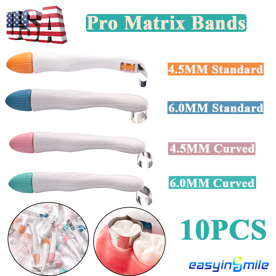 10Pcs Dental Pro Matrix Bands Molar Pediatric Restoration Band Adjust 4.5MM/6MM
