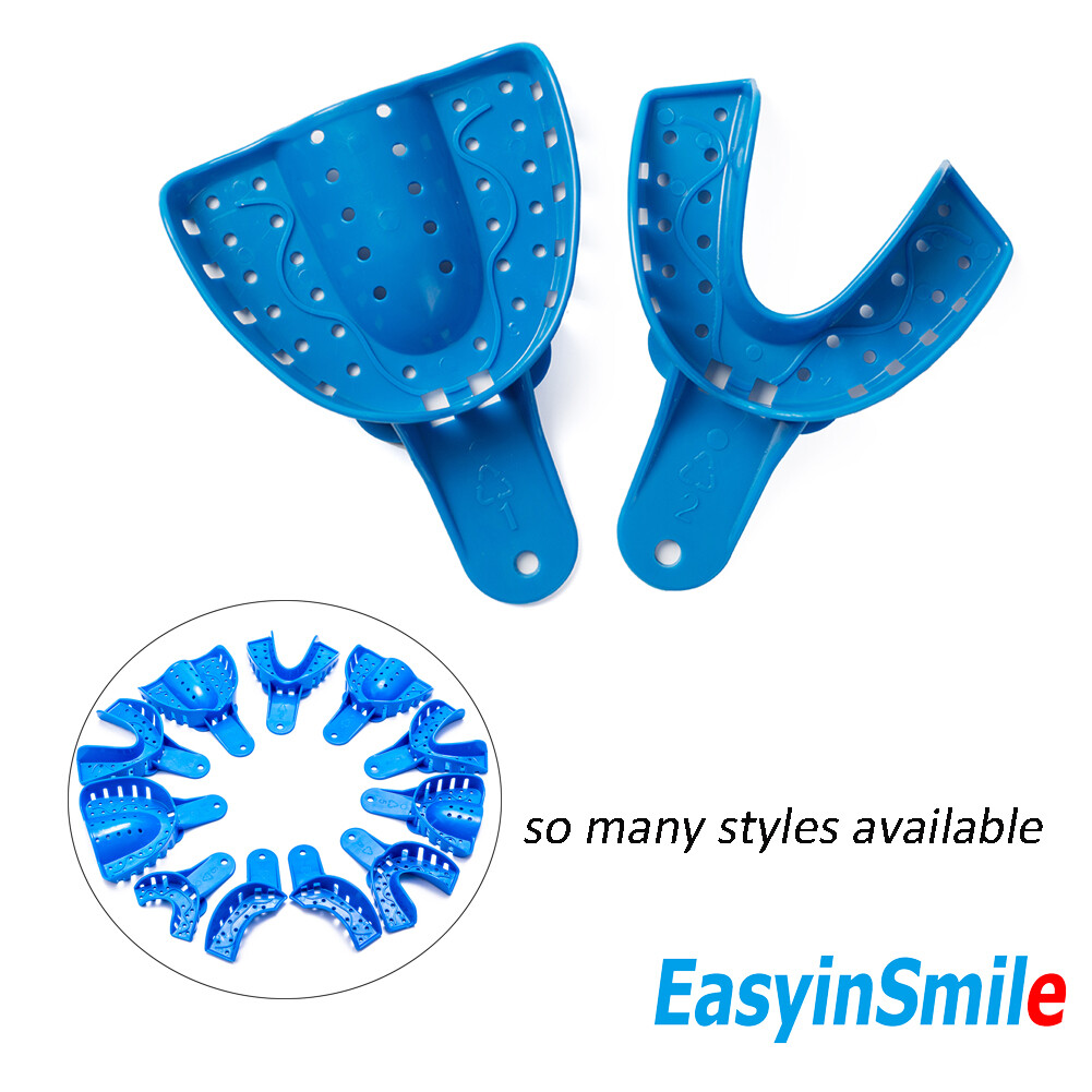 12 Pcs Dental Impression Tray Perforated Plastic S/M/L/XL/ Upper Lower Anterior