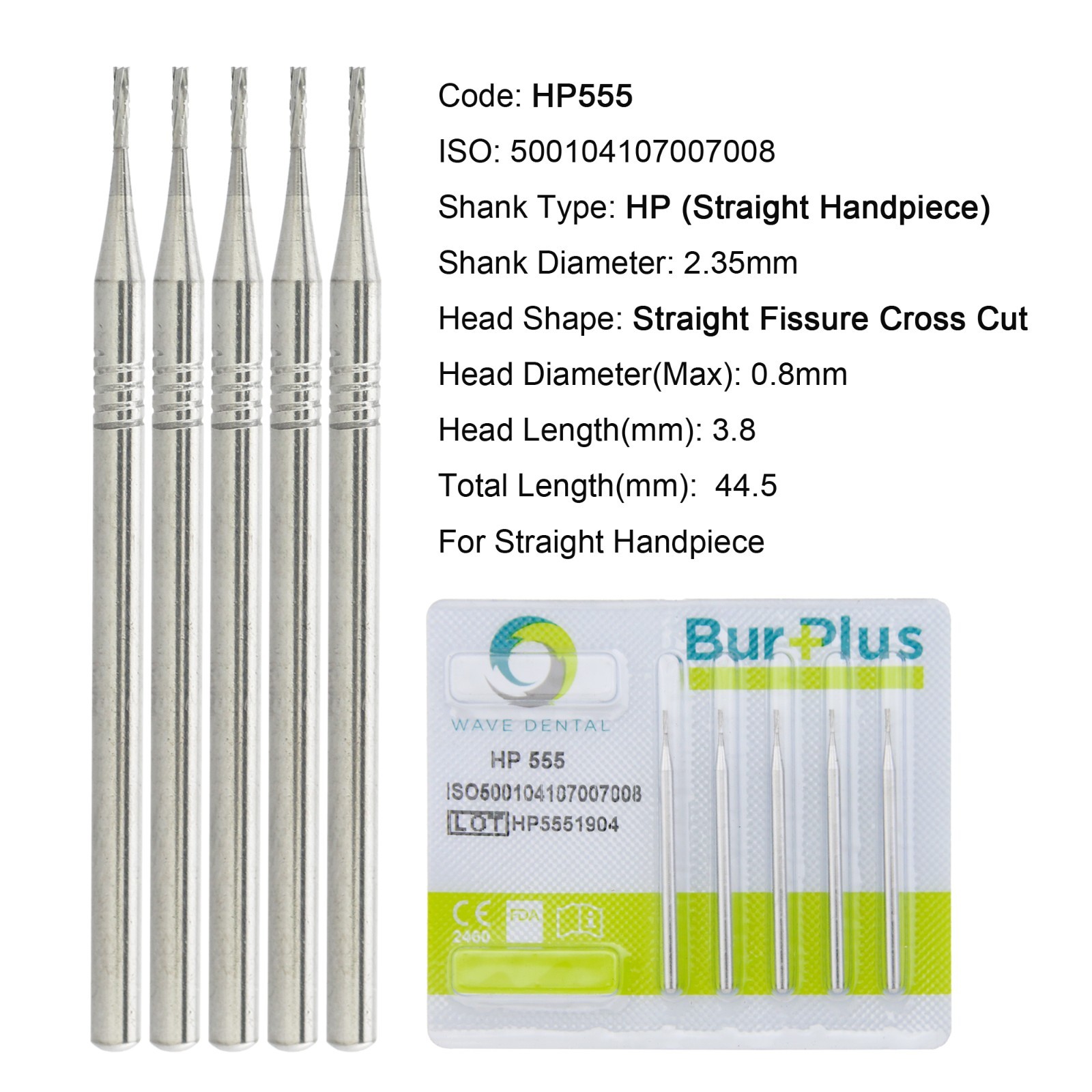 Wave Dental Carbide Burs HP Surgical Straight Handpiece Bur 44.5mm 557 558 556