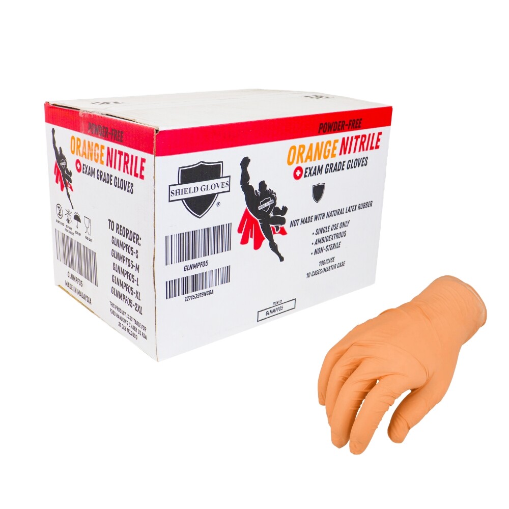 5 Mil Full Latex Free Orange Nitrile Powder Free Disposable Gloves 2000 Pcs XL