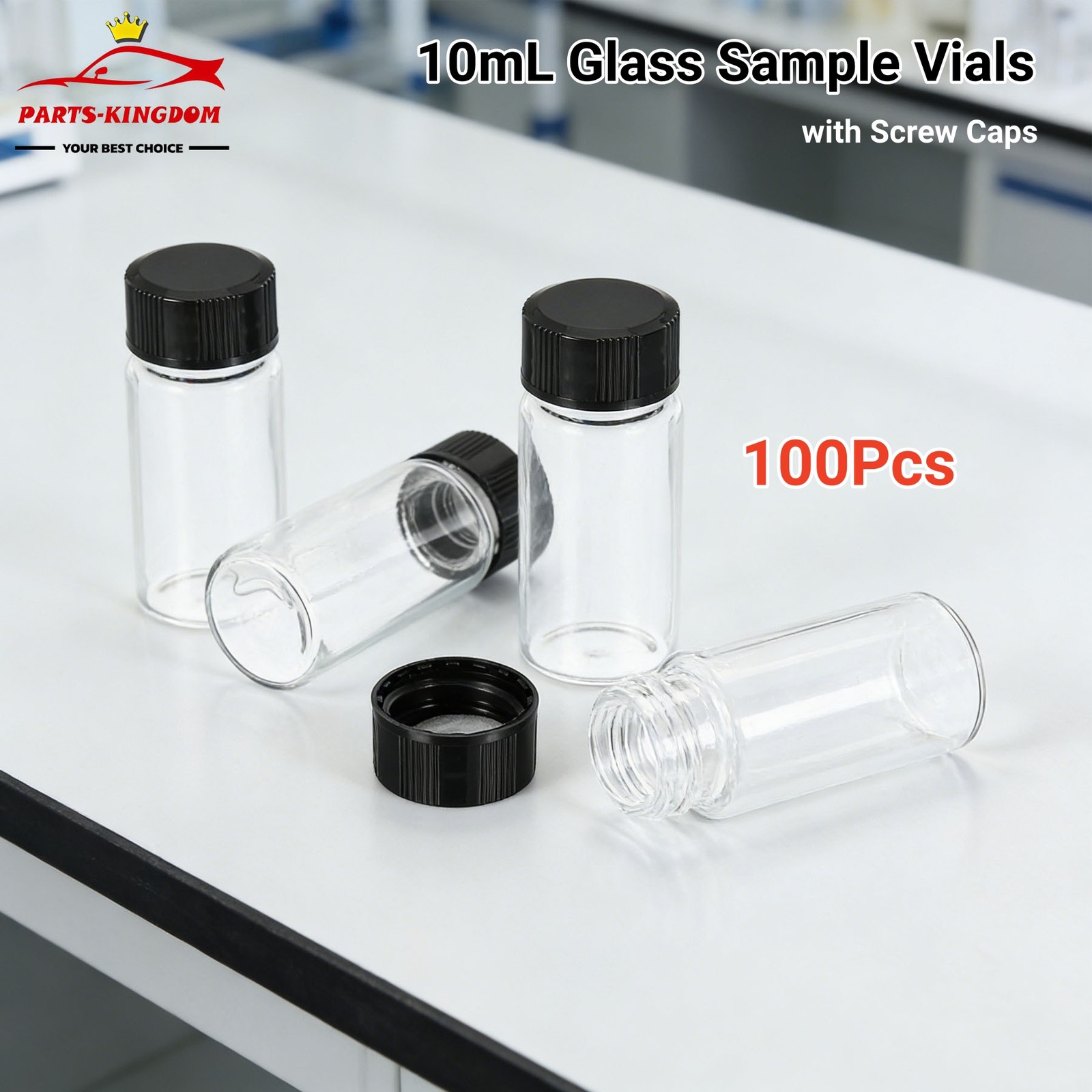 100pcs 10ml Clear Sample Vials Glass Vials with Screw Caps Small Liquid Bottles