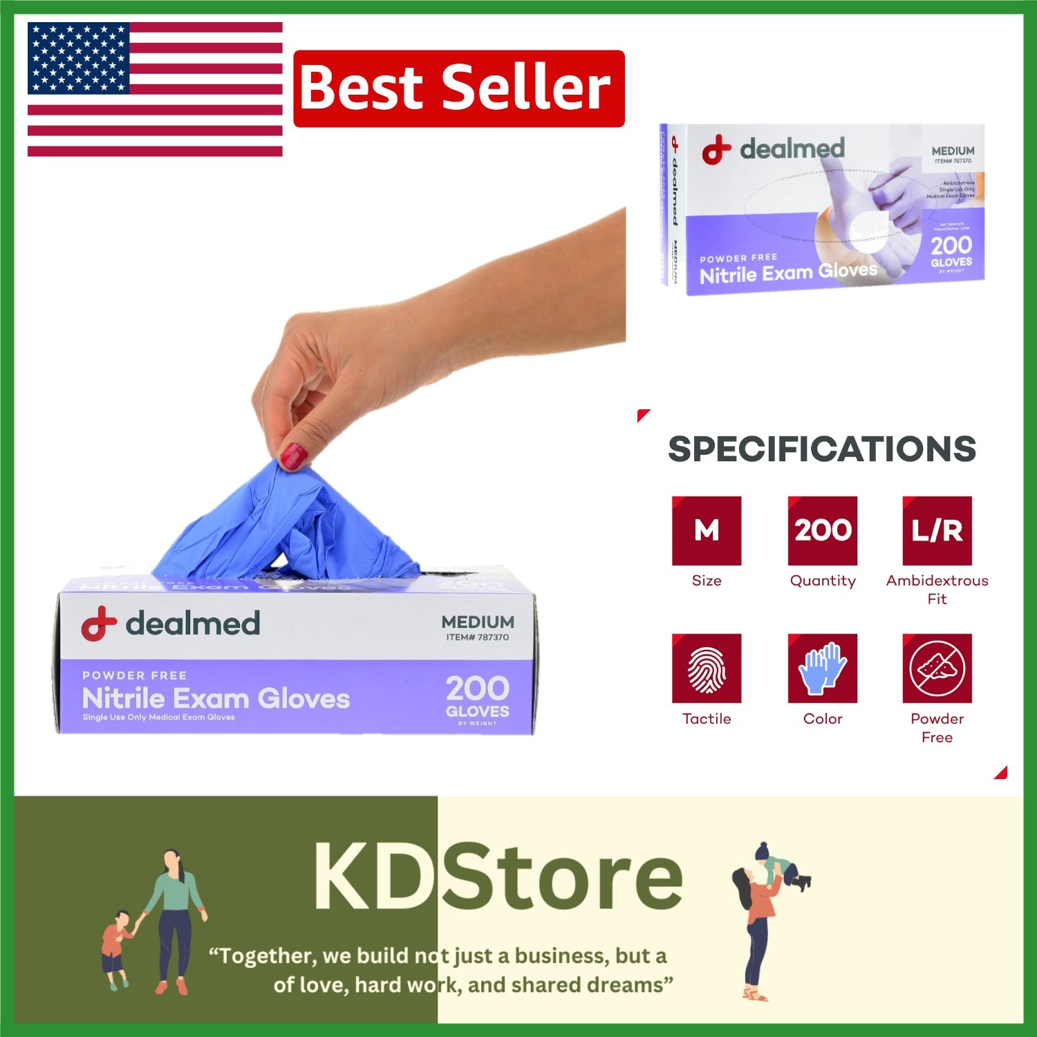 Comfortable Ambidextrous Nitrile Gloves – Medium 200ct, Latex-Free & Waterproof