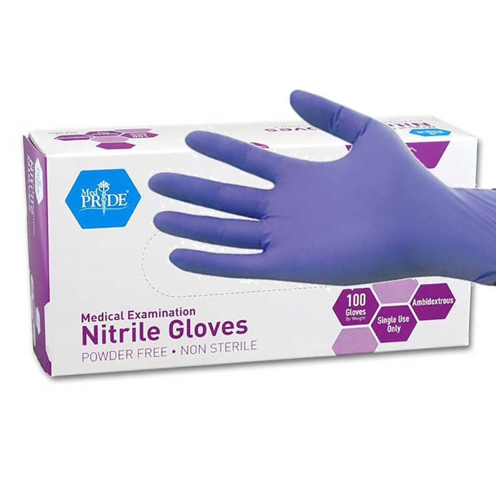 MedPride Powder Free Nitrile Exam Gloves Iris Blue Medium Box/100