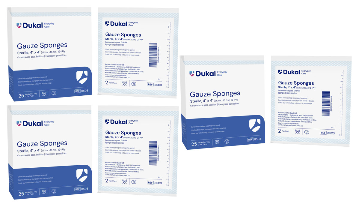 Gauze Sponges, Sterile, 100% Woven, 4×4, 12-Ply,300 sheets ,8503, Dukal (3Boxes)