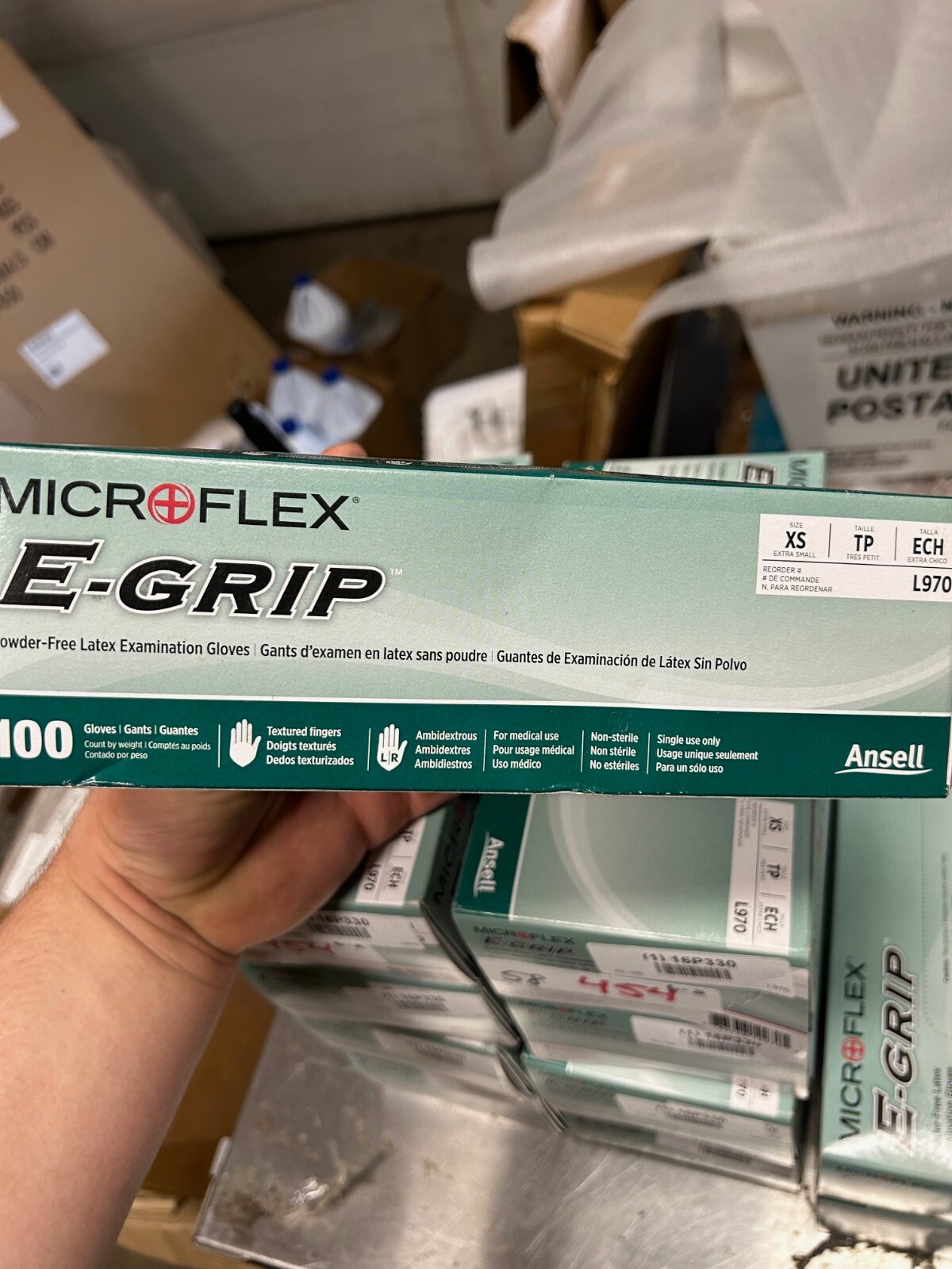 Microflex L970 E-Grip L97 Natural Latex Gloves, X-Small. 16P330