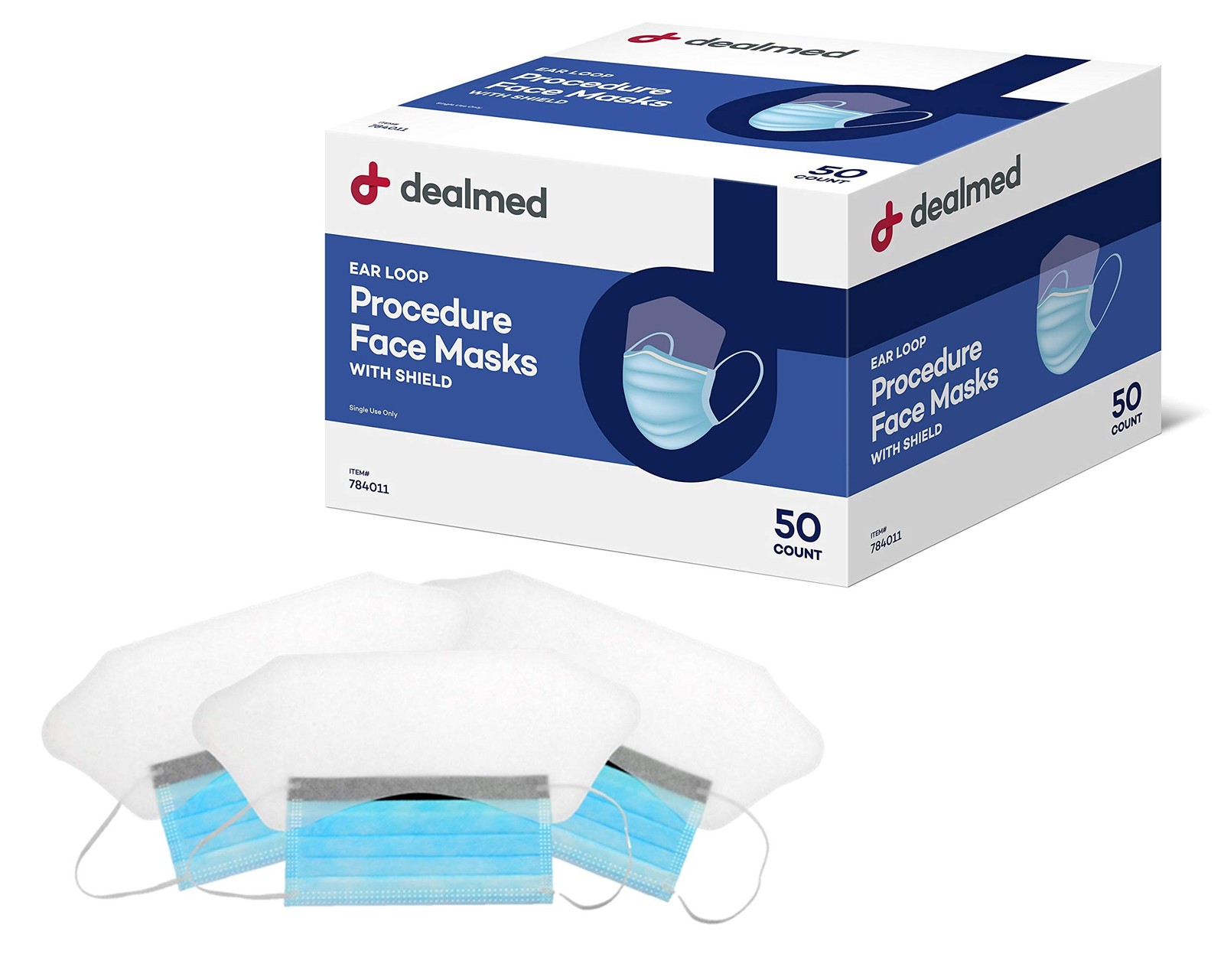 Dealmed Face Masks with Ear Loops and Eye Shield – Disposable Adult Face Masks