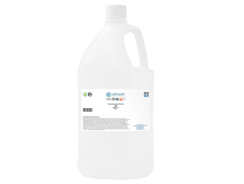 Lab Alley Polyethylene Glycol (PEG) 400 Food Grade (FCC), Halal – 4L
